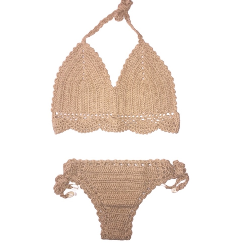 New Boho Bikini Set Sexy Two Piece Swim S or M Tan